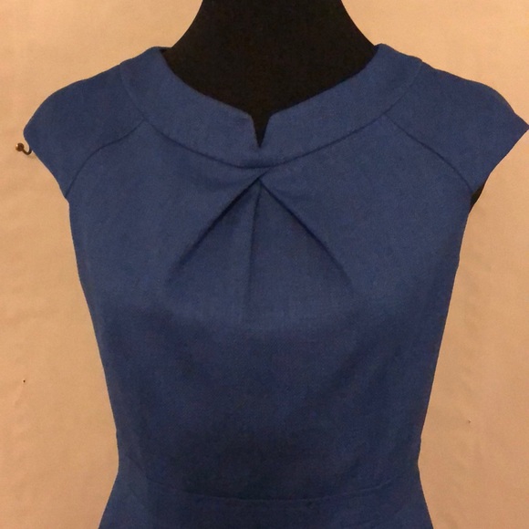 David Meister - Blue Textured Sheath - Picture 6 of 7